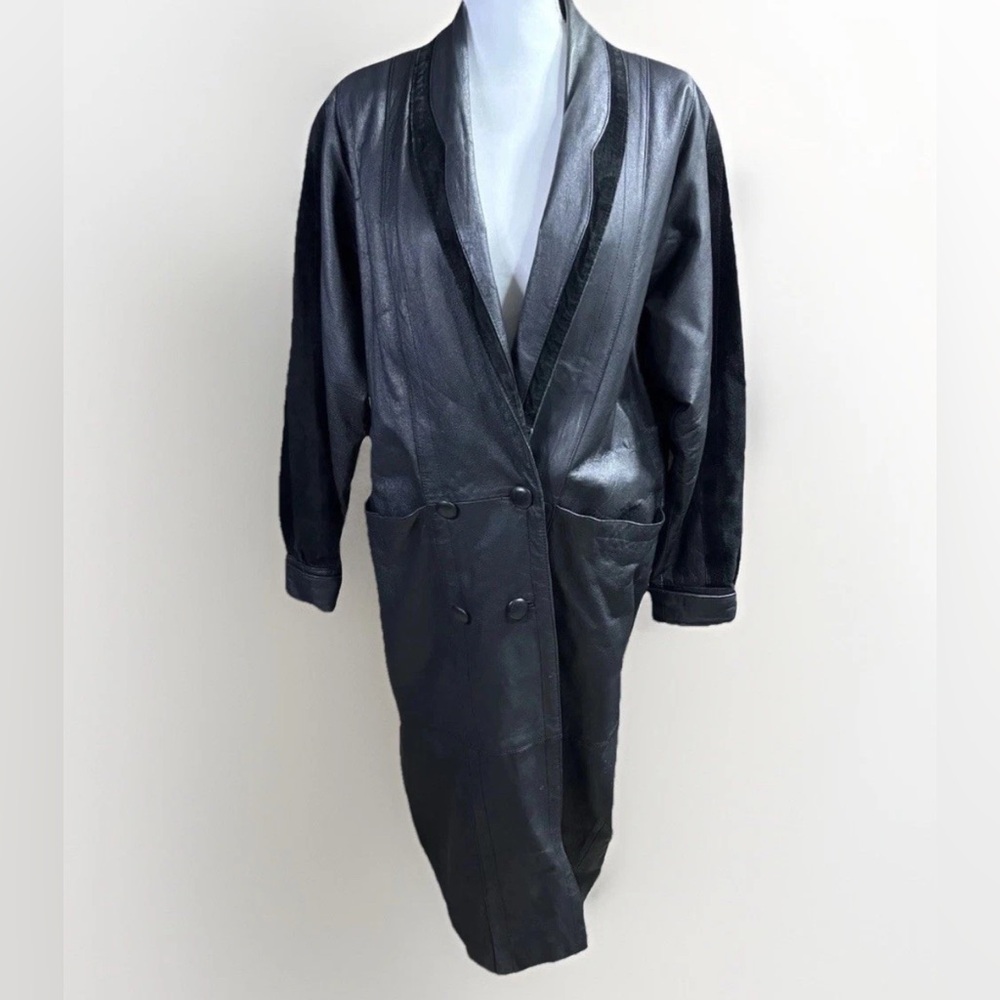 Marco Moriani Overcoat Leather Funky Vampire Chic Vintage M 80s Suede Patchwork